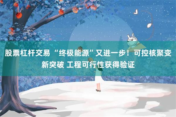 股票杠杆交易 “终极能源”又进一步！可控核聚变新突破 工程可行性获得验证